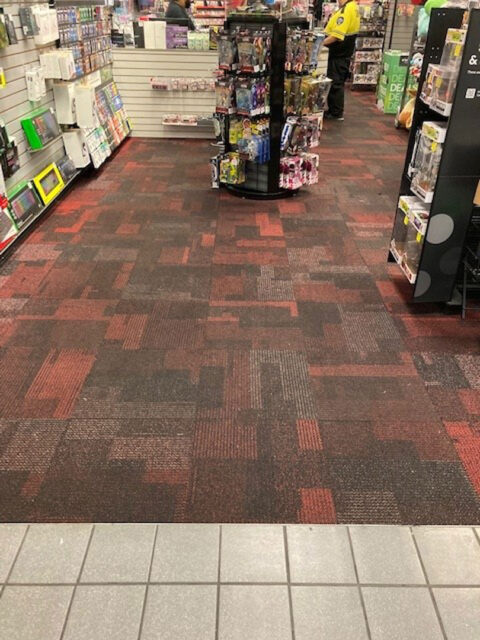 Commerical carpet flooring in worn condition prior to renovation work by GFC