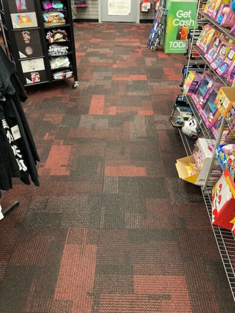 Commerical carpet flooring in worn condition prior to renovation work by GFC